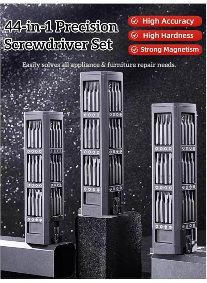 promass 44-in-1 Precision Screwdriver Set Multifunctional Screwdriver Set, Magnetic Driver Bits Set, Pocket Manual Screwdriver Tool Set, Repair Tool Kit for Laptop, Watches, Glasses and Phones - Image 1