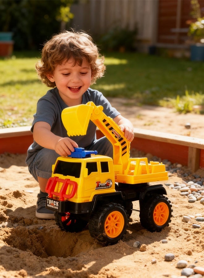 XiuWoo Excavator Toy Construction Vehicle—simulates sliding and pushing functions, rotates 360 degrees, suitable for boys and girls aged 3 and up for outdoor sand play and construction toys. - Image 1