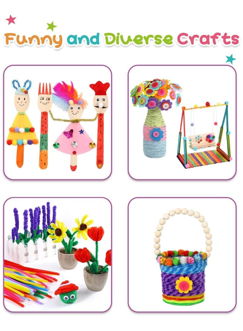 AUTOYSUR 1405 قطعة من مستلزمات الفن والحرف للأطفال، مجموعة مستلزمات الحرف اليدوية للأطفال، تشمل منظفات الأنابيب، كرات الفرو، ريش، صندوق تخزين قابل للطي - كل شيء في واحد لمستلزمات فن الحرف اليدوية، وردي غامق - Image 5