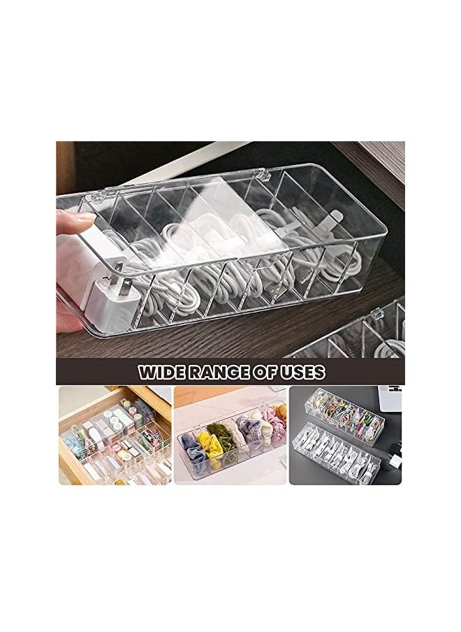 neotimely Cable Organizer Storage Box With Lid cables Organizer Box，Transparent Charger Cable Organiser ，Desk Accessories Storage Organizer Cable Management Tidy With 10 Cable Ties Straps  - Image 3