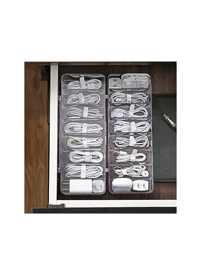 neotimely Cable Organizer Storage Box With Lid cables Organizer Box，Transparent Charger Cable Organiser ，Desk Accessories Storage Organizer Cable Management Tidy With 10 Cable Ties Straps  - Image 5