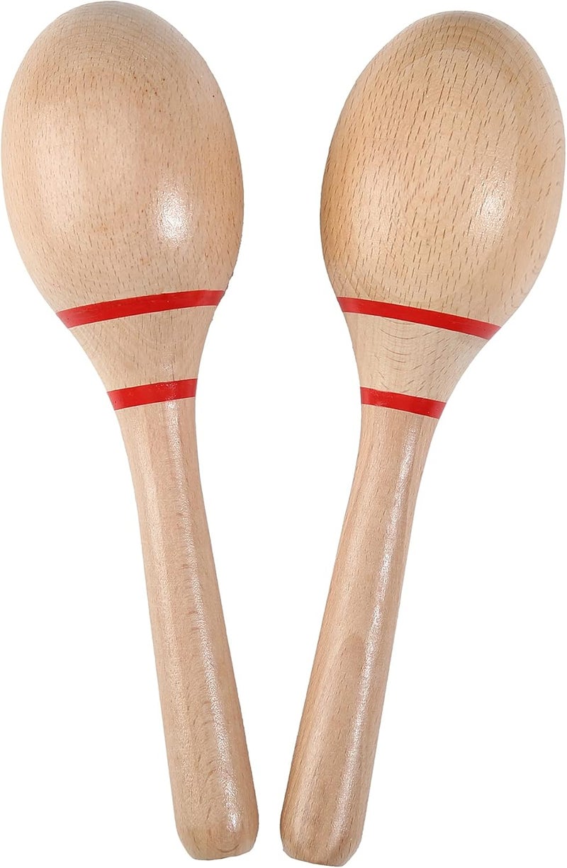 DOMG Maracas, Professional Wooden Rumba Shakers Hand Percussion Rattles Latin Musical Instrument with Clear Salsa Rhythm for Adults Kids Party Game Playing, Set of 2 - Image 3