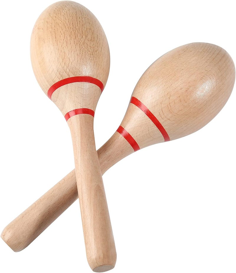 DOMG Maracas, Professional Wooden Rumba Shakers Hand Percussion Rattles Latin Musical Instrument with Clear Salsa Rhythm for Adults Kids Party Game Playing, Set of 2 - Image 1