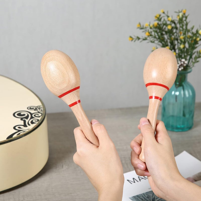 DOMG Maracas, Professional Wooden Rumba Shakers Hand Percussion Rattles Latin Musical Instrument with Clear Salsa Rhythm for Adults Kids Party Game Playing, Set of 2 - Image 5