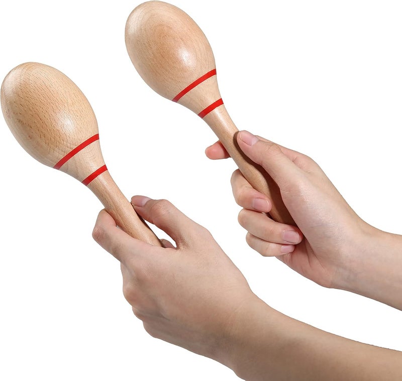 DOMG Maracas, Professional Wooden Rumba Shakers Hand Percussion Rattles Latin Musical Instrument with Clear Salsa Rhythm for Adults Kids Party Game Playing, Set of 2 - Image 4