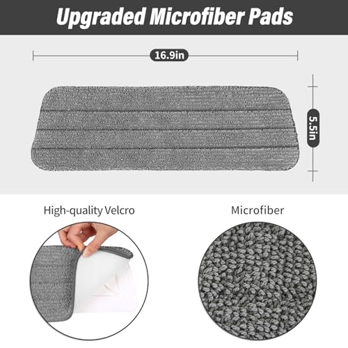 Panda Grip 16.5 inch Mop Pads Refills, 3 Pack Microfiber Reusable Replacement Mop Pads Flat Replacements Heads for Wet Or Dry Floor Cleaning and Scrubbing, Grey Cloth - Image 2