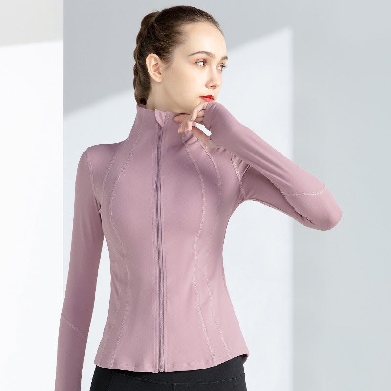 Generic 2023 Slim Fit Yoga Jacket Zip-up Long Sleeve Lotus root starch  - Image 3