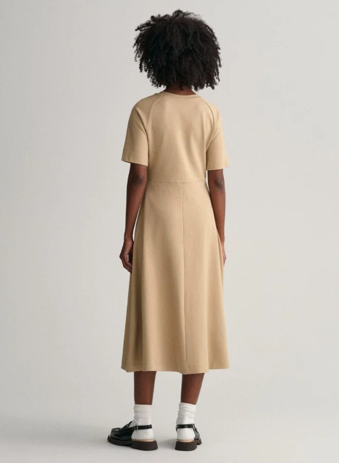 GANT Gant Flared Short Sleeve Crew Neck Dress