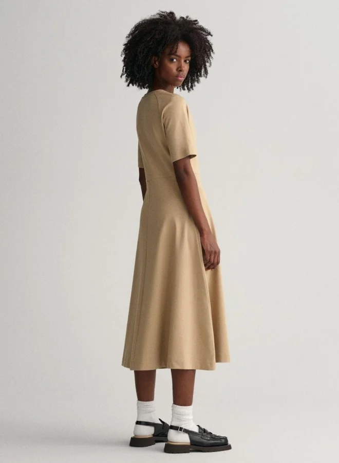 GANT Gant Flared Short Sleeve Crew Neck Dress
