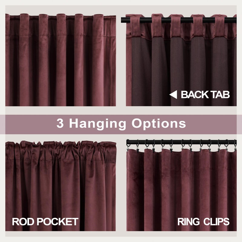 Pitalk Ruby Wine Velvet Curtains 84 Inch Length for Living Room 2 Panels Back Tab Pocket Luxury Drapes Thermal Insulated Darkening Curtain for Girls Bedroom Vintage Victorian Decor Dark Purple Red 52x84 Long - Image 4