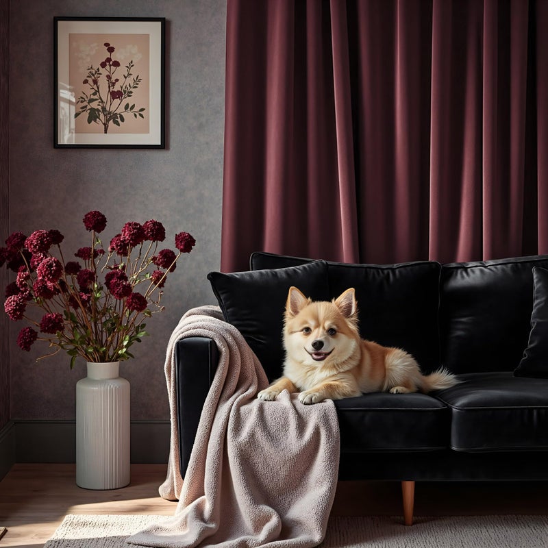 Pitalk Ruby Wine Velvet Curtains 84 Inch Length for Living Room 2 Panels Back Tab Pocket Luxury Drapes Thermal Insulated Darkening Curtain for Girls Bedroom Vintage Victorian Decor Dark Purple Red 52x84 Long - Image 3
