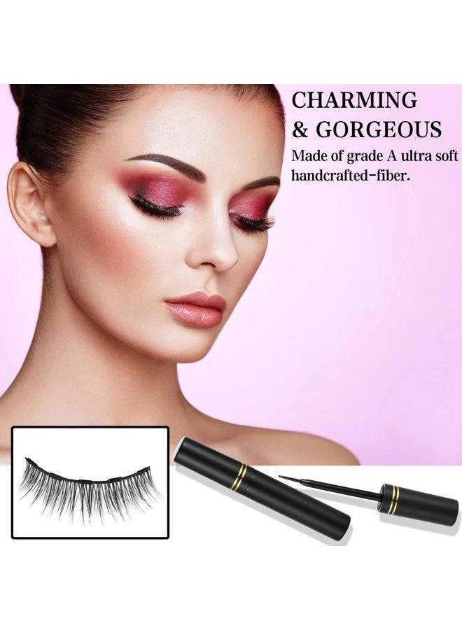 KATGE Magnetic Eyelashes and Eyeliner Kit, 12 Pairs Reusable Magnetic Lashes with Eyeliner and Tweezers, 3D Natural Look False Eyelashes, Easy to Wear, No Glue Needed (12pcs) - Image 2