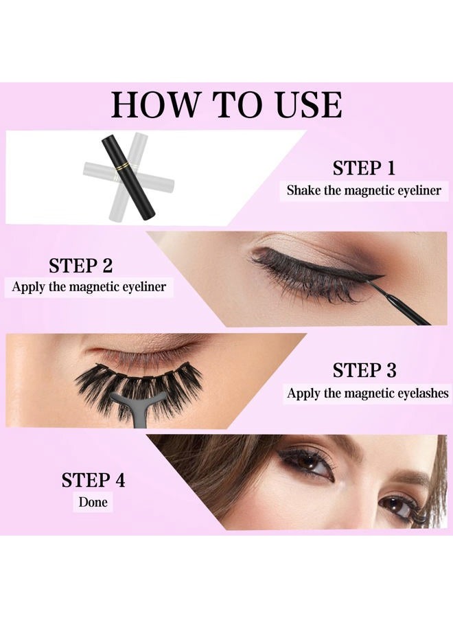 KATGE Magnetic Eyelashes and Eyeliner Kit, 12 Pairs Reusable Magnetic Lashes with Eyeliner and Tweezers, 3D Natural Look False Eyelashes, Easy to Wear, No Glue Needed (12pcs) - Image 5