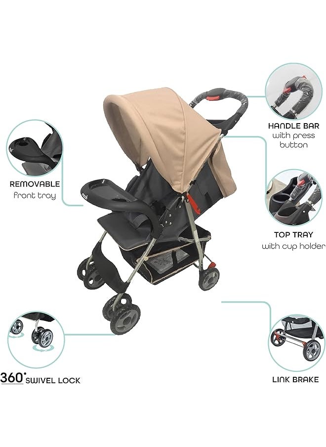 erorex Bezik One Fold Stroller Biege  - Image 3