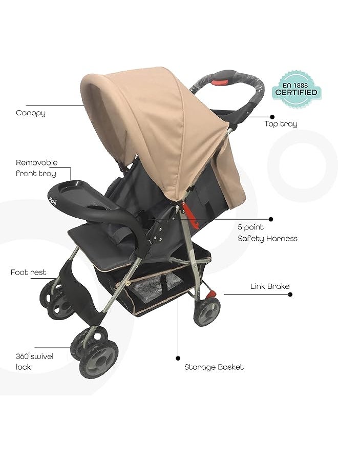 erorex Bezik One Fold Stroller Biege  - Image 2