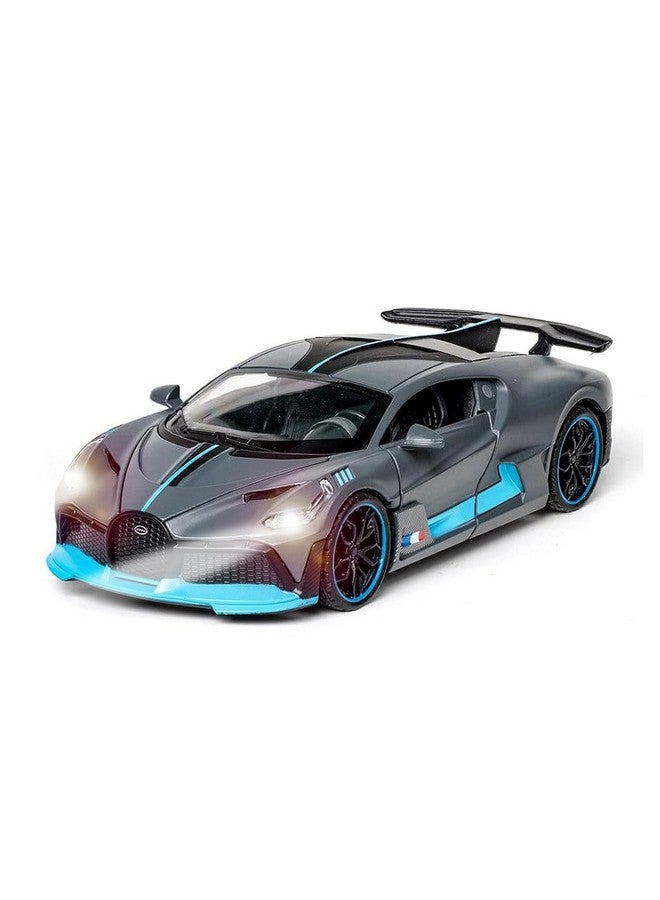 Brand Conquer 1:32 Bugatti Divo Metal Alloy Pull Back Car Diecast Electronic Toys with Openable Doors Lights and Music,Decorative,Mini Vehicles Toys for Kids,Young Peoples Gift (Gray) - Image 1