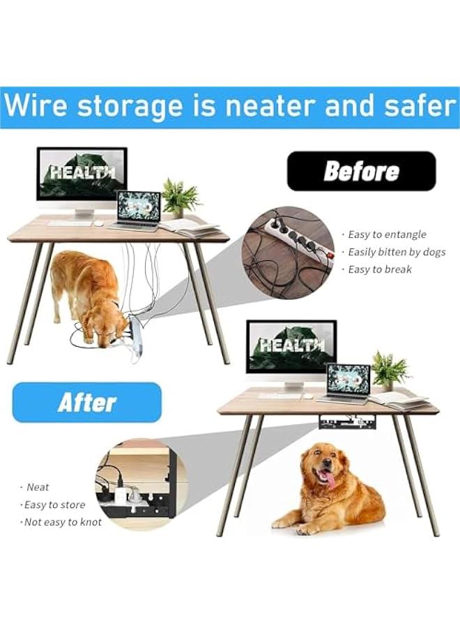 HOOKOR Extendable Under Desk Cable Management Tray No Drilling Metal Cable Management Tray Under Desk with Clamp, Retractable Power Strip Cord Holder for Wire Management (Black) - Image 5