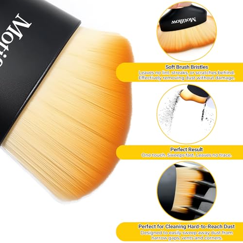 Motiflow 2 PCS Car Interior Detailing Brush, Car Detailing Supplies Soft Bristle Detailing Brush, Car Interior Cleaning Tool, Auto Detailing Brush Car Dashboard Cleaning Duster Brush (Black&Yellow) - Image 5