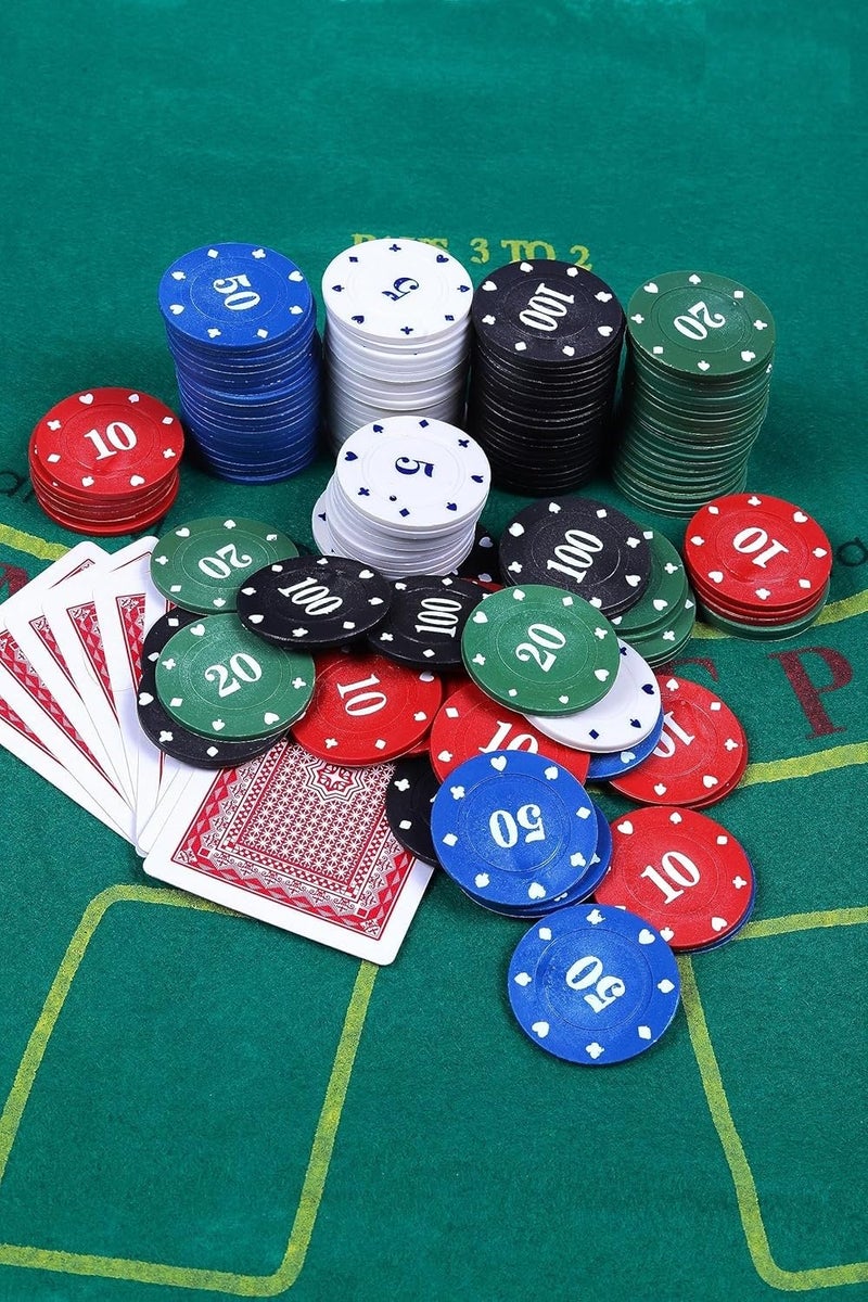Toyshine 200 Piece Poker Chip Set with Storage Box, 2 Decks of Poker Cards, Professional Table Cover (36"x24"), and 3 Dealer Buttons - Image 3