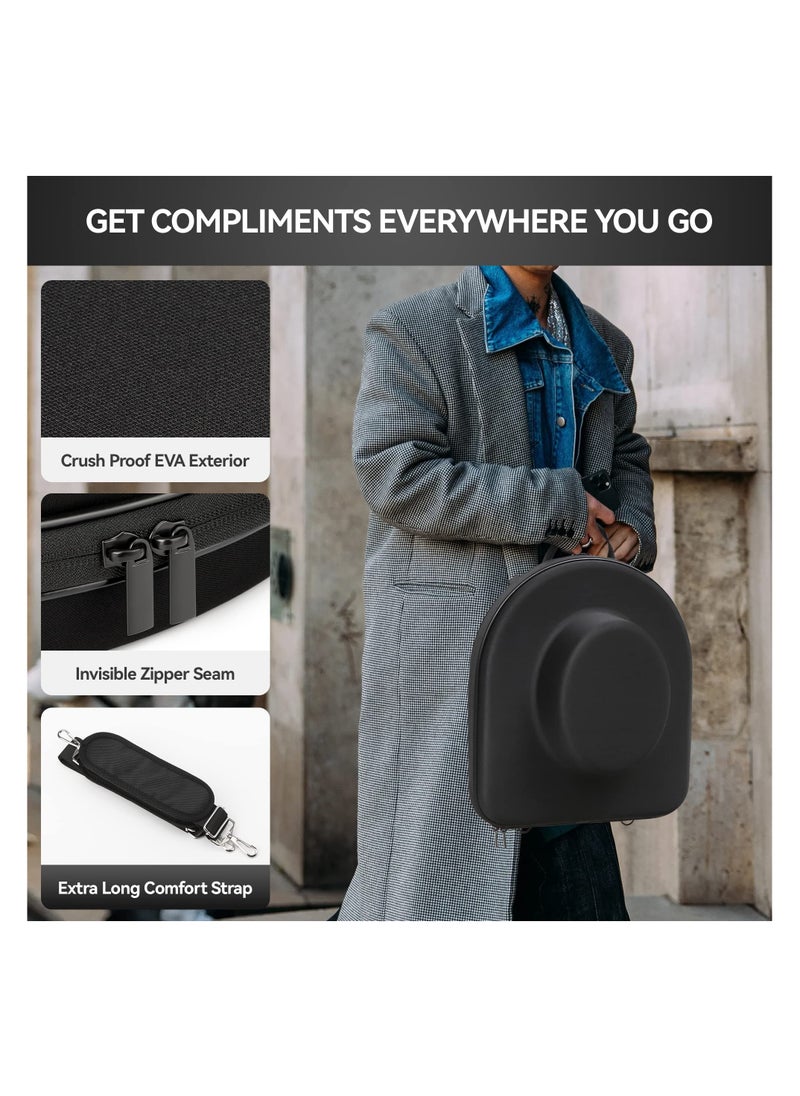 SYOSI - Hat Box Holder Case for Travel - Crush Proof Hat Travel Case for Mens Fedora Hats, Hard Travel Hat Box for Fedora Hat Storage, Hat Carrier with Adjustable Strap, Lightweight and Classy for Travel - Image 1