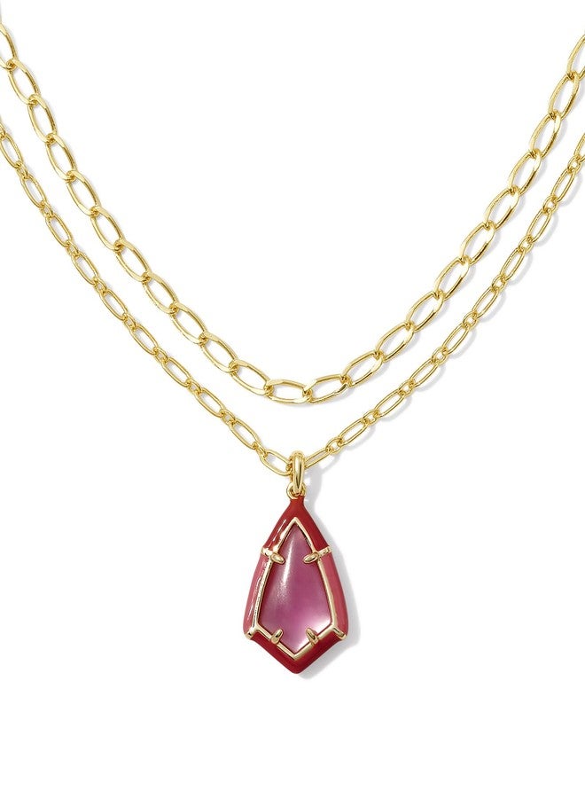 Kendra Scott Camry Enamel Framed Mlt Necklace in 14k Gold-Plated Brass, Azalea Illusion, Fashion Jewelry for Women - Image 1