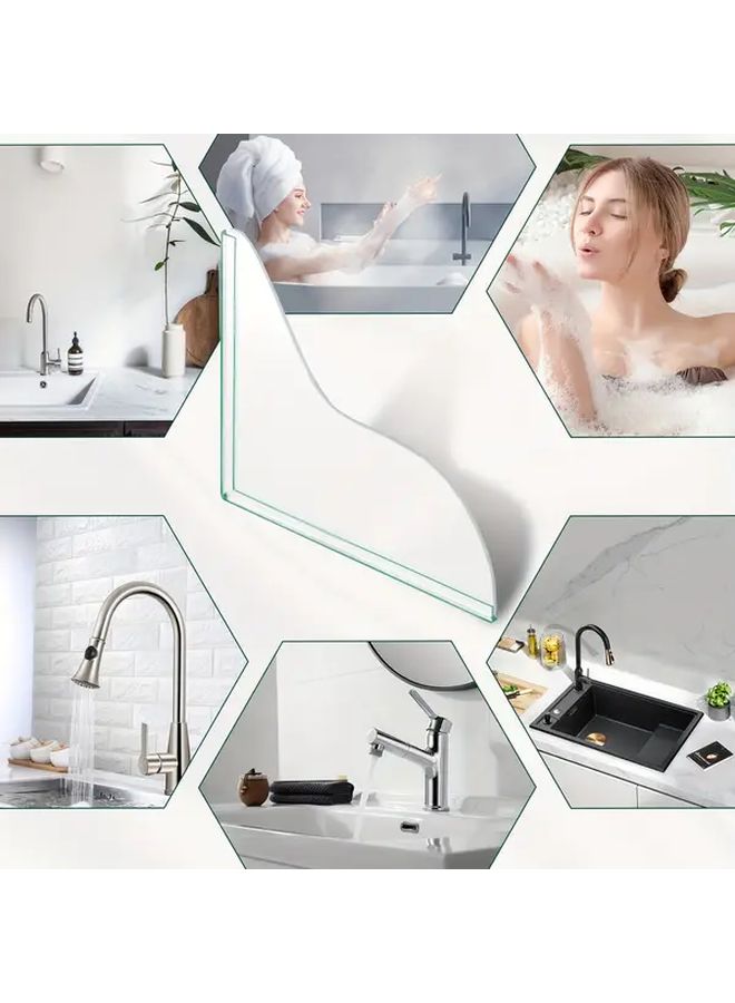 2pcs Self Adhesive Shower Splash Guards Transparent Acrylic Bathtub Corner Guards Curved Design Prevents Water Splashing Outside Tub Easy Install No Tools Needed Bathroom Safety Floor Protection Minimalist Style Sturdy Construction No Drill Guard Household Essentials - Image 4