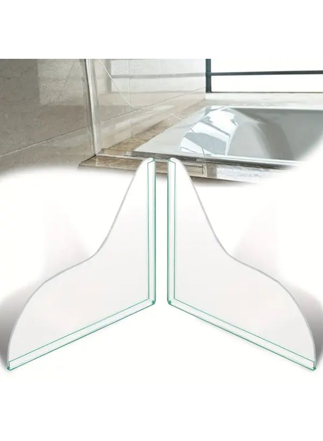 2pcs Self Adhesive Shower Splash Guards Transparent Acrylic Bathtub Corner Guards Curved Design Prevents Water Splashing Outside Tub Easy Install No Tools Needed Bathroom Safety Floor Protection Minimalist Style Sturdy Construction No Drill Guard Household Essentials - Image 1