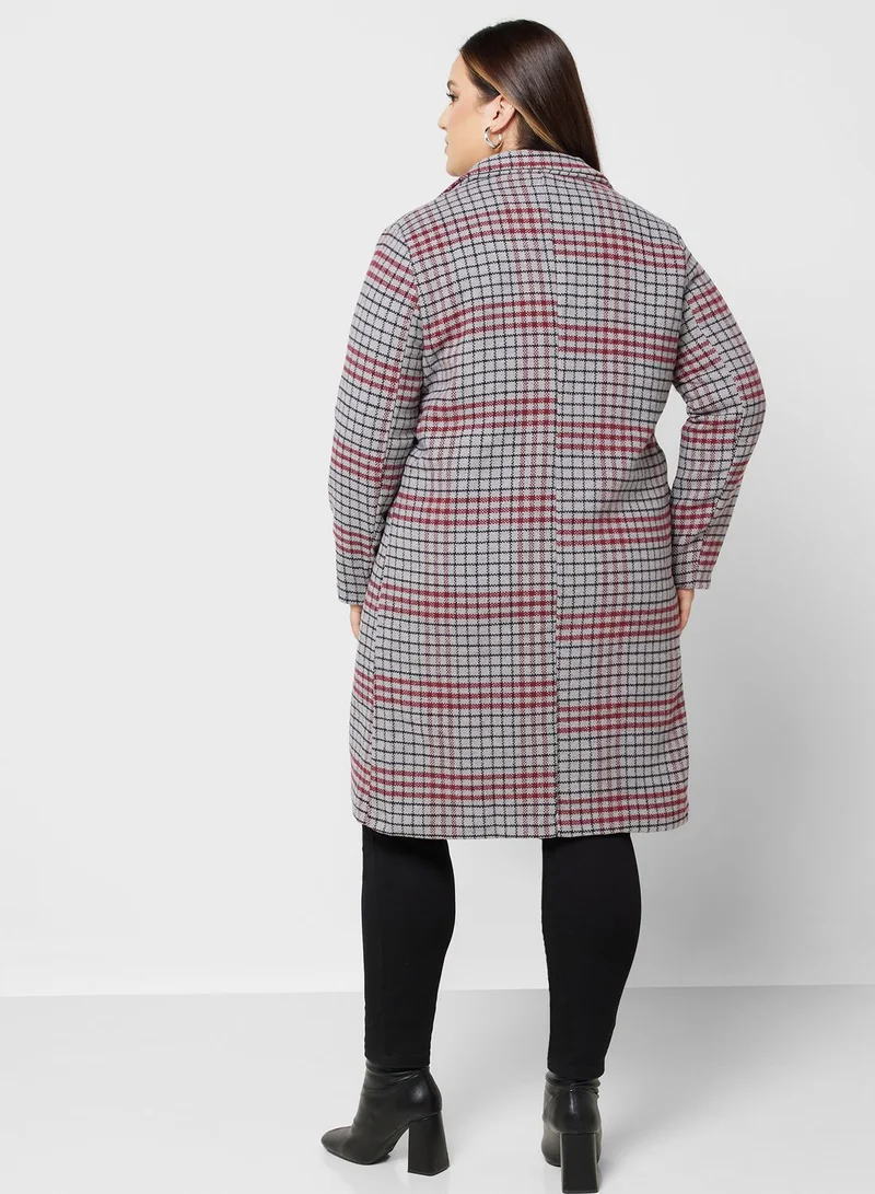 Ella Plus Longline Check Printed Coat
