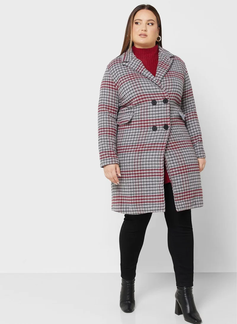 Ella Plus Longline Check Printed Coat