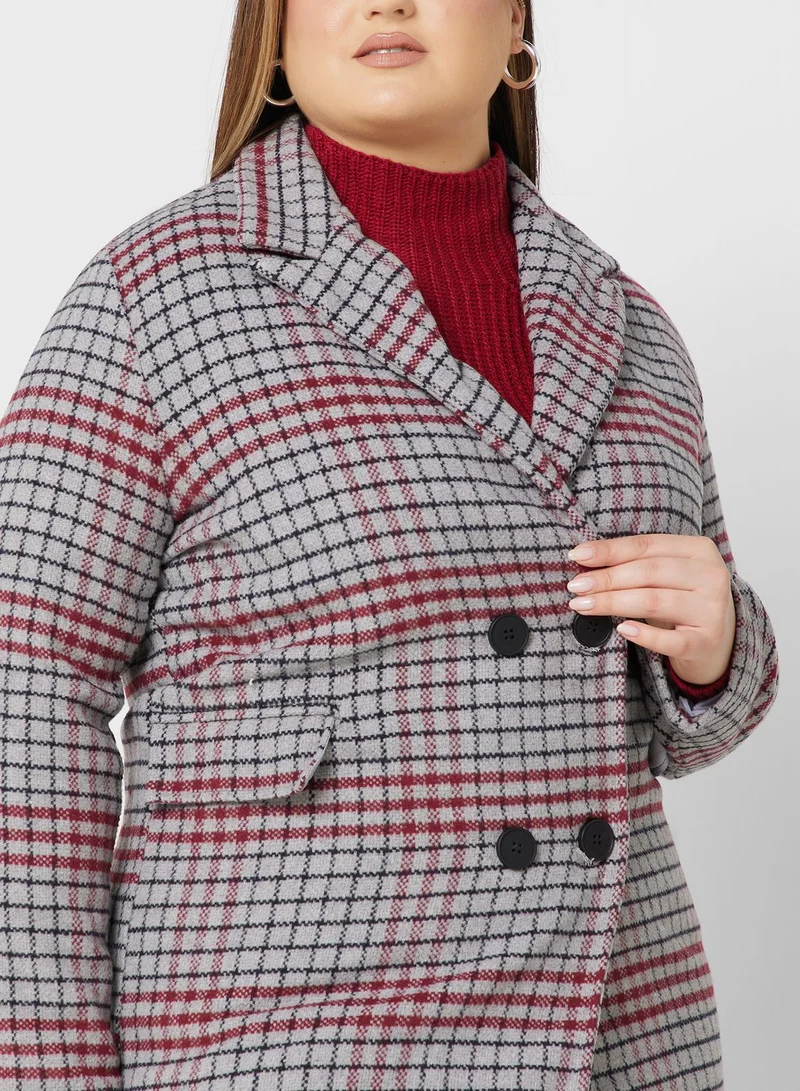 Ella Plus Longline Check Printed Coat