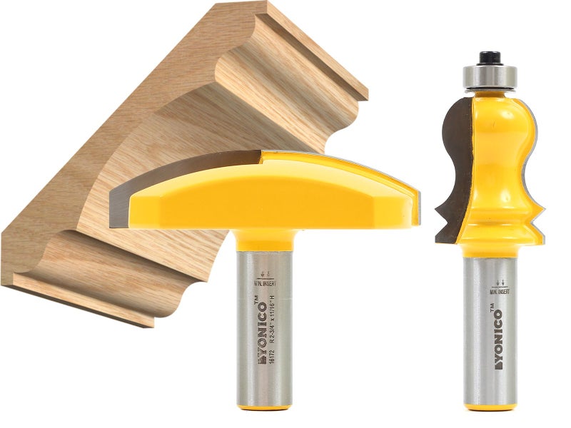 YONICO Router Bits Crown Cap Molding Set Elaborate 2 Bit 12Inch Shank 16214