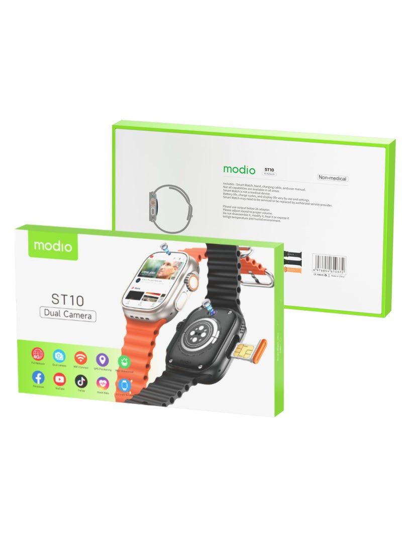 modio - Modio Ultra Smart Watch ST10 _Android Smart Watch HD 2.2 inch Display With Sim Full Touch Screen 4Gb Ram 64 Gb 3 Set Strap and Wireless Charger - Image 1