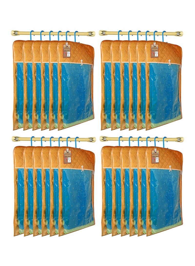 atorakushon Satin Golden Hanging Saree Cover Wardrobe Cloth organizer for Storage Rack Garment Storage Bags Pack of 24 - Image 3