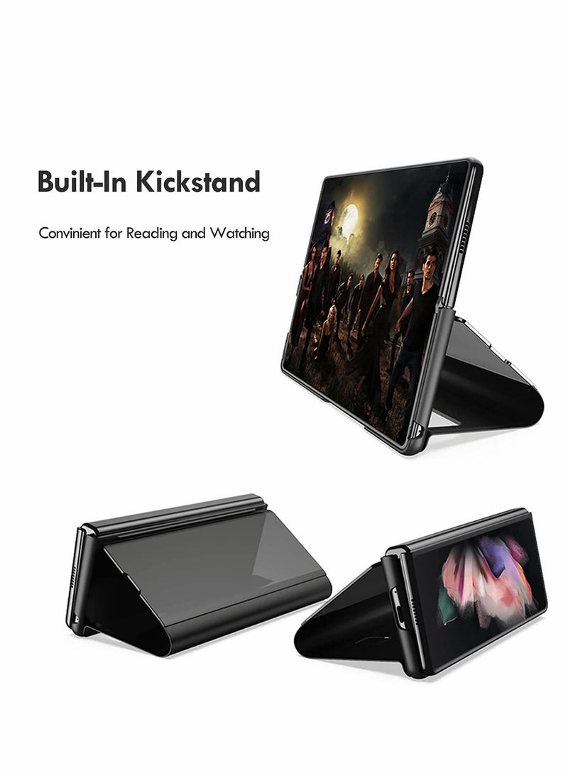 Y&D Case for Samsung Z Fold 3 Cover, Plating Mirror Makeup Phone Flip Shockproof Cover  - Image 3
