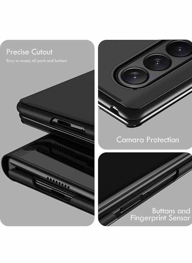 Y&D Case for Samsung Z Fold 3 Cover, Plating Mirror Makeup Phone Flip Shockproof Cover  - Image 5
