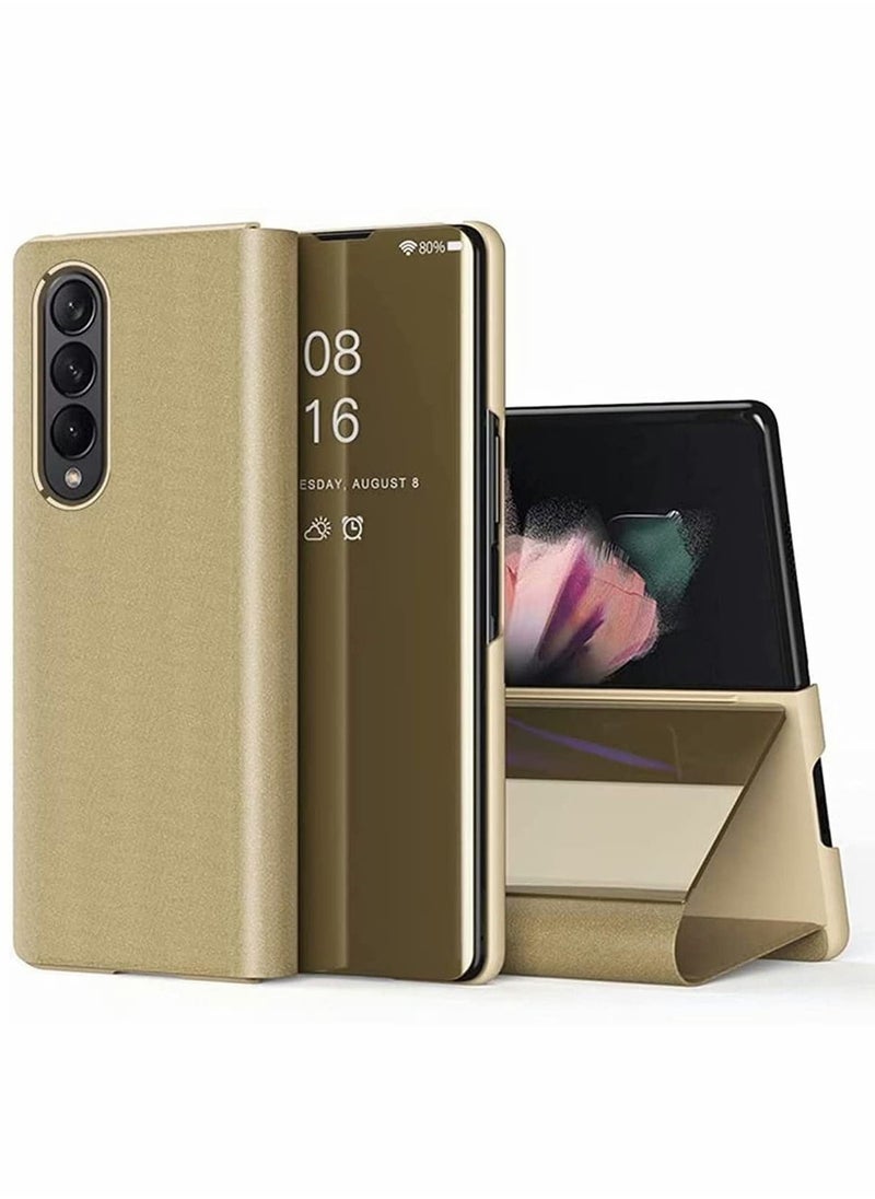 Y&D Case for Samsung Z Fold 3 Cover, Plating Mirror Makeup Phone Flip Shockproof Cover  - Image 1