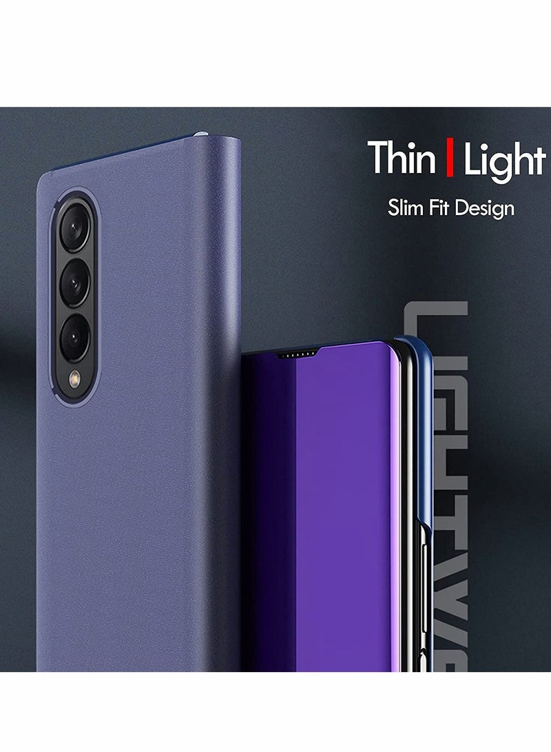 Case for Samsung Z Fold 3 Cover, Plating Mirror Makeup Phone Flip Shockproof Cover