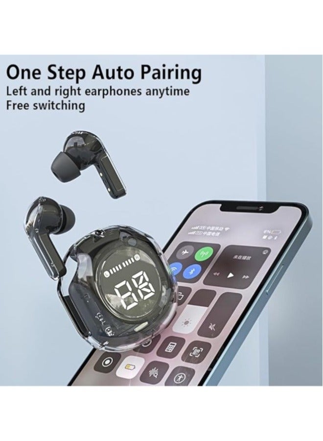 Wireless Bluetooth 5.3 Ear Buds LED Power Display Headphones Bass Stereo, Earbuds in-Ear Noise Cancelling Mic, Sports Earphone Microphone for Android&IPhone Pink  - Image 3