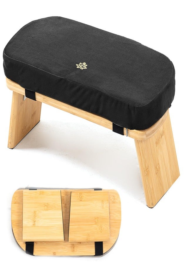 Estleys Meditation Bench, Bamboo Meditation Stool, Folding Kneeling Meditation Bench, Seiza Prayer Bench, Prayer Bench with Meditation Cushion, Kneeling Stool(Black) - Image 1