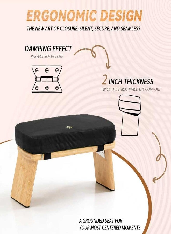 Estleys Meditation Bench, Bamboo Meditation Stool, Folding Kneeling Meditation Bench, Seiza Prayer Bench, Prayer Bench with Meditation Cushion, Kneeling Stool(Black) - Image 4