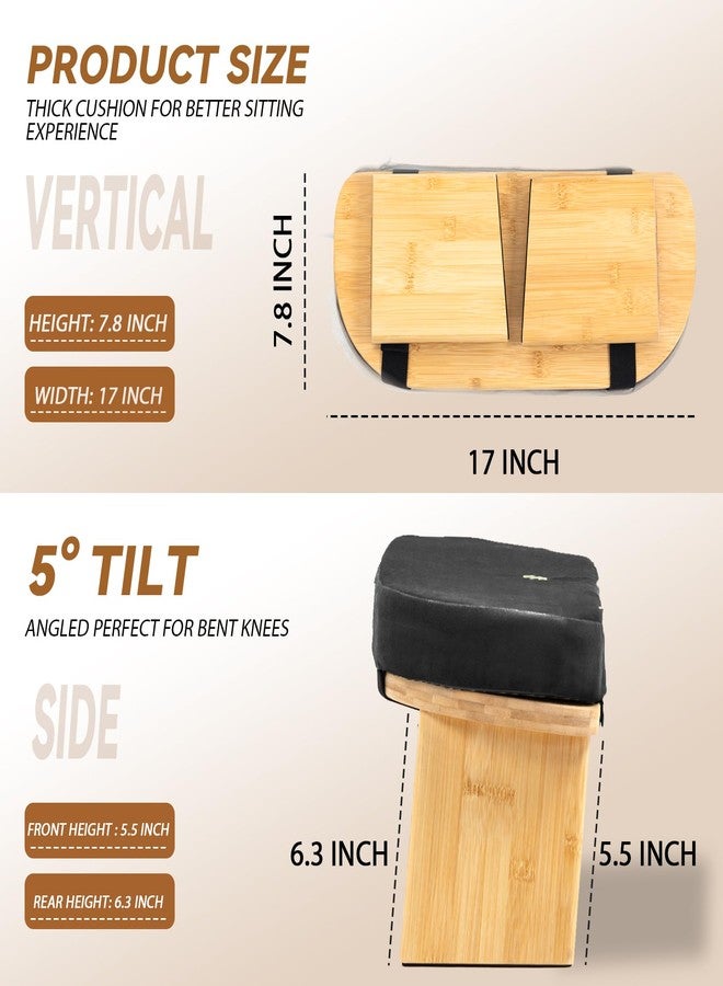 Estleys Meditation Bench, Bamboo Meditation Stool, Folding Kneeling Meditation Bench, Seiza Prayer Bench, Prayer Bench with Meditation Cushion, Kneeling Stool(Black) - Image 2