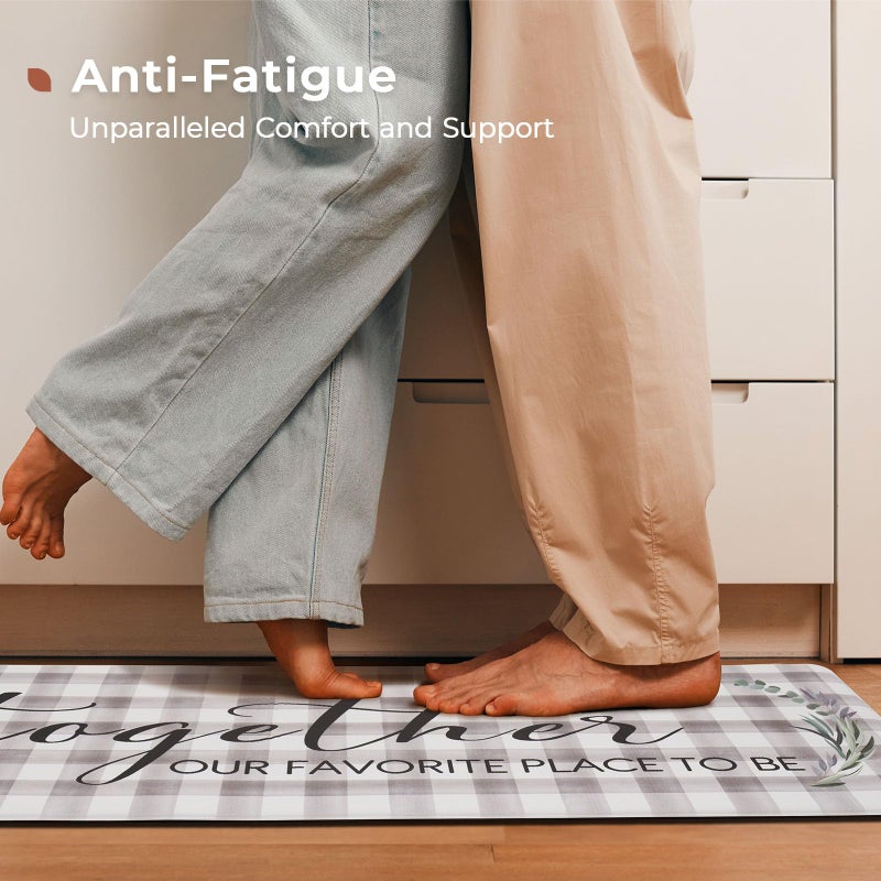 FRESHMINT Kitchen Mats Sets 2 Piece Cushioned Anti-Fatigue Comfort Mat for Home & Office Ergonomically Engineered Memory Foam Kitchen Rug Waterproof Non-Skid, 30" by 17" + 47" by 17", Check Sweet Home - Image 3