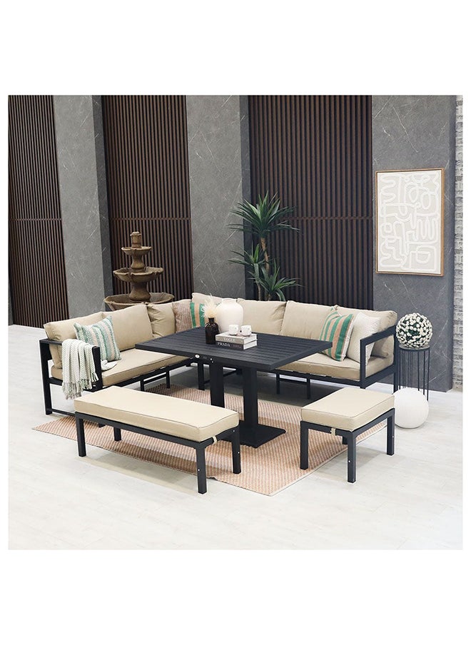 DANUBE HOME Arial 9-Seater Outdoor Sofa Dining Set Metal Frame Modern Garden Furniture Beige  - Image 1