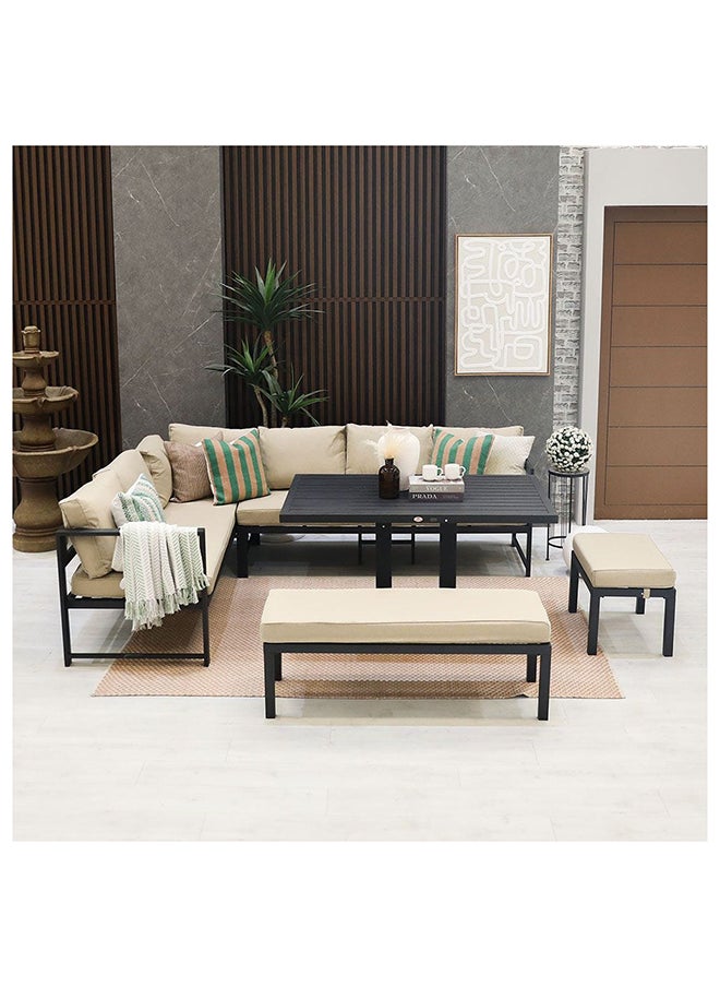 DANUBE HOME Arial 9-Seater Outdoor Sofa Dining Set Metal Frame Modern Garden Furniture Beige  - Image 4