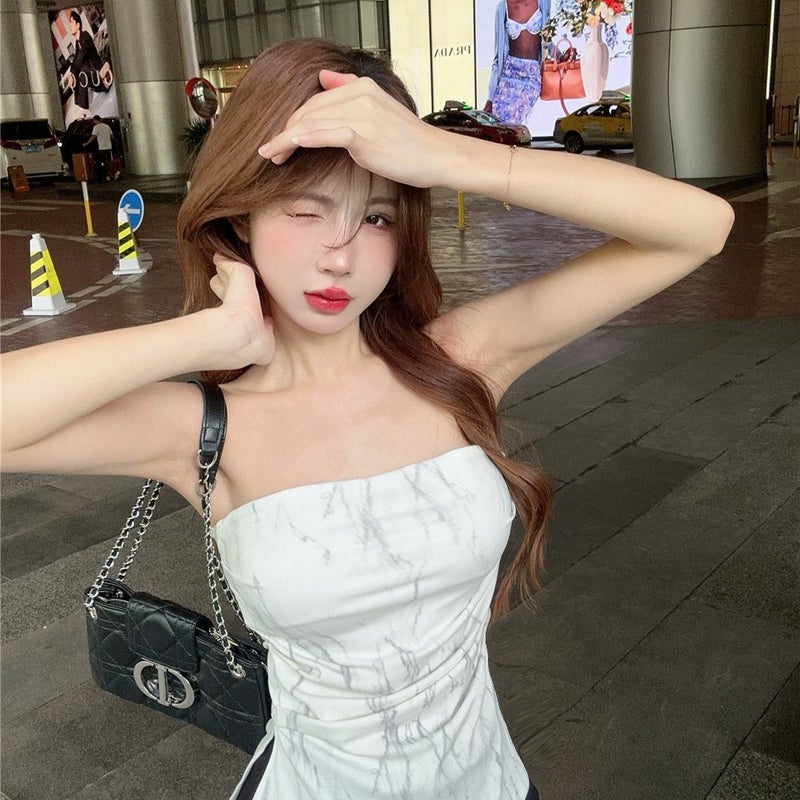 Strapless Vest Women'S Irregular Korean Style Spice Girls Slim Look All-Match Pleated Chic Top For 2025 - Image 2