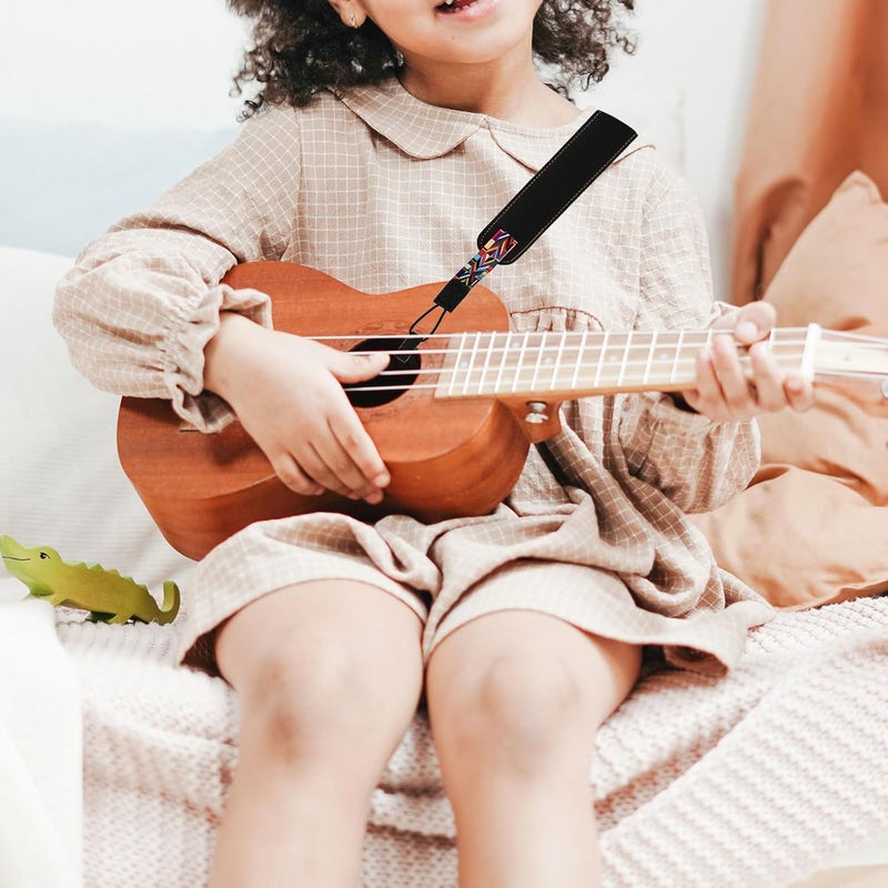 Adjustable Black Cotton Ukulele Strap for Adults, Portable Diagonal Carrying Lanyard without Drilling, Foldable Ukulele Shoulder Strap for Travel and Performance - Image 4