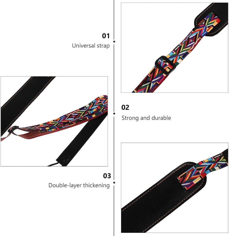 Adjustable Black Cotton Ukulele Strap for Adults, Portable Diagonal Carrying Lanyard without Drilling, Foldable Ukulele Shoulder Strap for Travel and Performance - Image 3