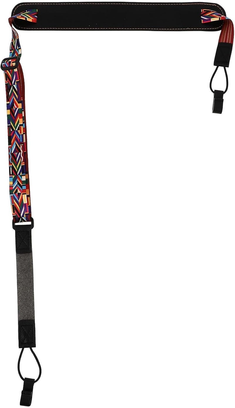 Adjustable Black Cotton Ukulele Strap for Adults, Portable Diagonal Carrying Lanyard without Drilling, Foldable Ukulele Shoulder Strap for Travel and Performance - Image 1