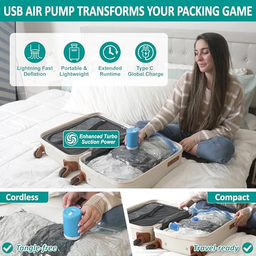 Cozy Essential 30 Pack Vacuum Storage Bags with Portable Electric Pump, Vacuum Seal Space Saver Bags for Clothing, Pillows, Blanket, Bedding, Comforter - Image 3