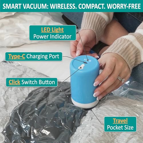 Cozy Essential 30 Pack Vacuum Storage Bags with Portable Electric Pump, Vacuum Seal Space Saver Bags for Clothing, Pillows, Blanket, Bedding, Comforter - Image 5